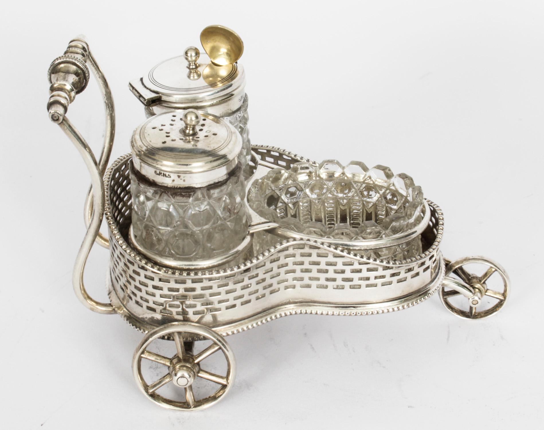 Antique Victorian Silver Plated Motoring Cruet Set 19th C For Sale 8