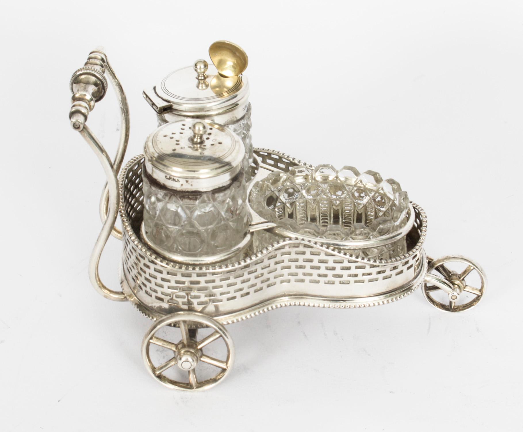Antique Victorian Silver Plated Motoring Cruet Set 19th C 9