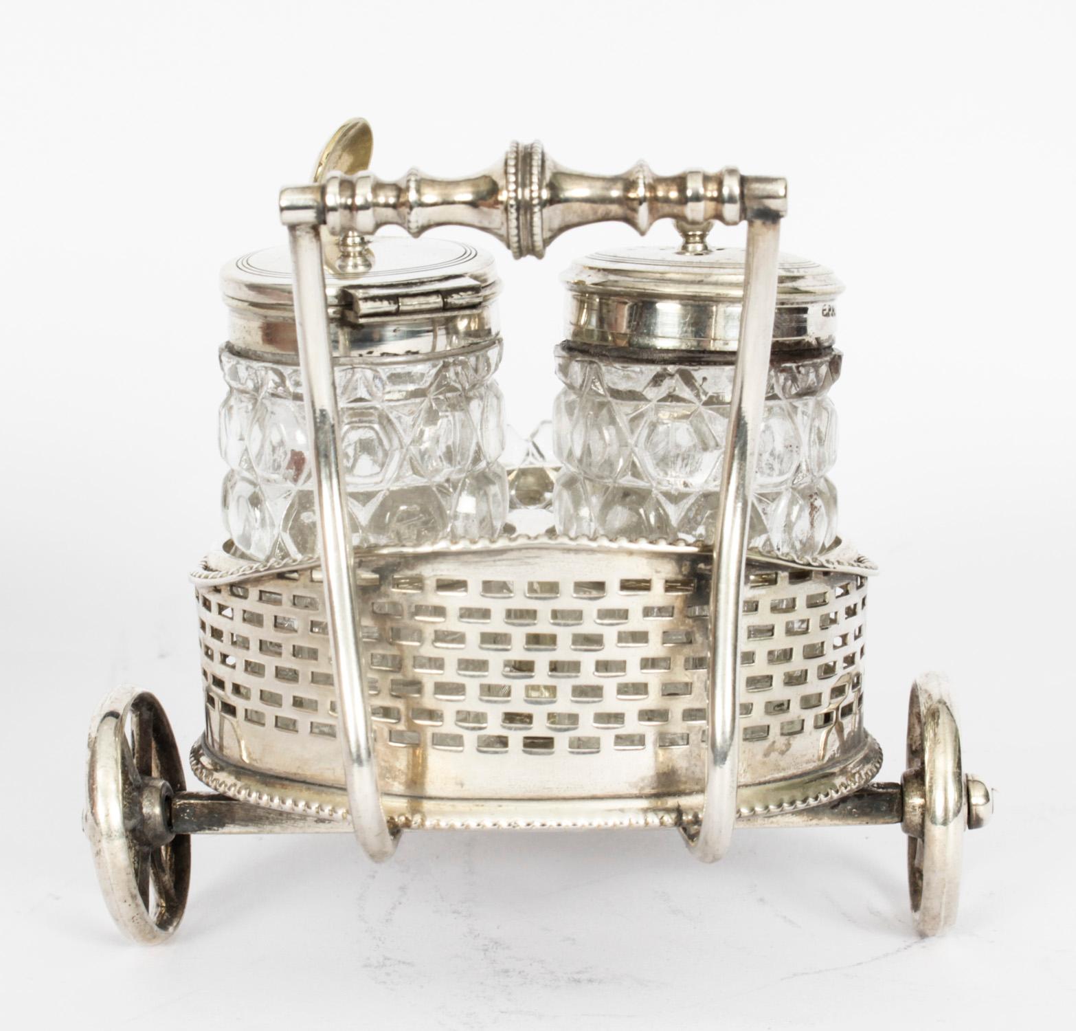Antique Victorian Silver Plated Motoring Cruet Set 19th C For Sale 10