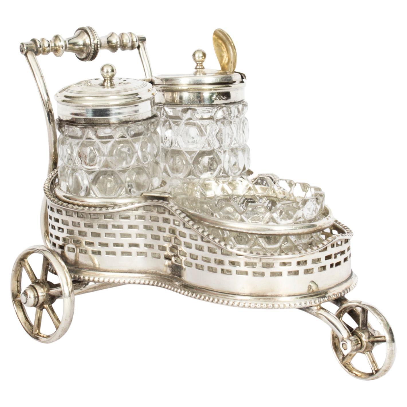 Antique Victorian Silver Plated Motoring Cruet Set 19th C