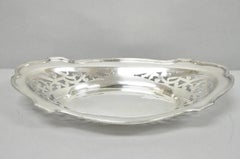 Antique Victorian Silver Plated Oval Reticulated Trinket Dish Tray by L.B.S. Co