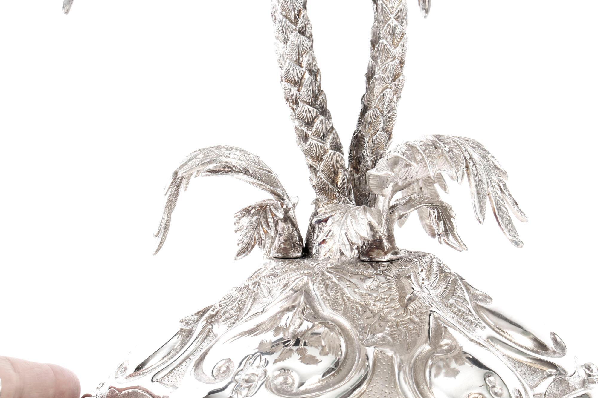 Late 19th Century Antique Victorian Silver Plated Palm Tree Centrepiece Mappin & Webb 19th Century