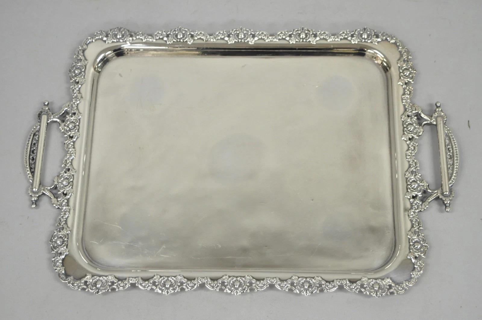 Antico vassoio da portata vittoriano in argento placcato con due maniglie di A. Wilcox in vendita 6