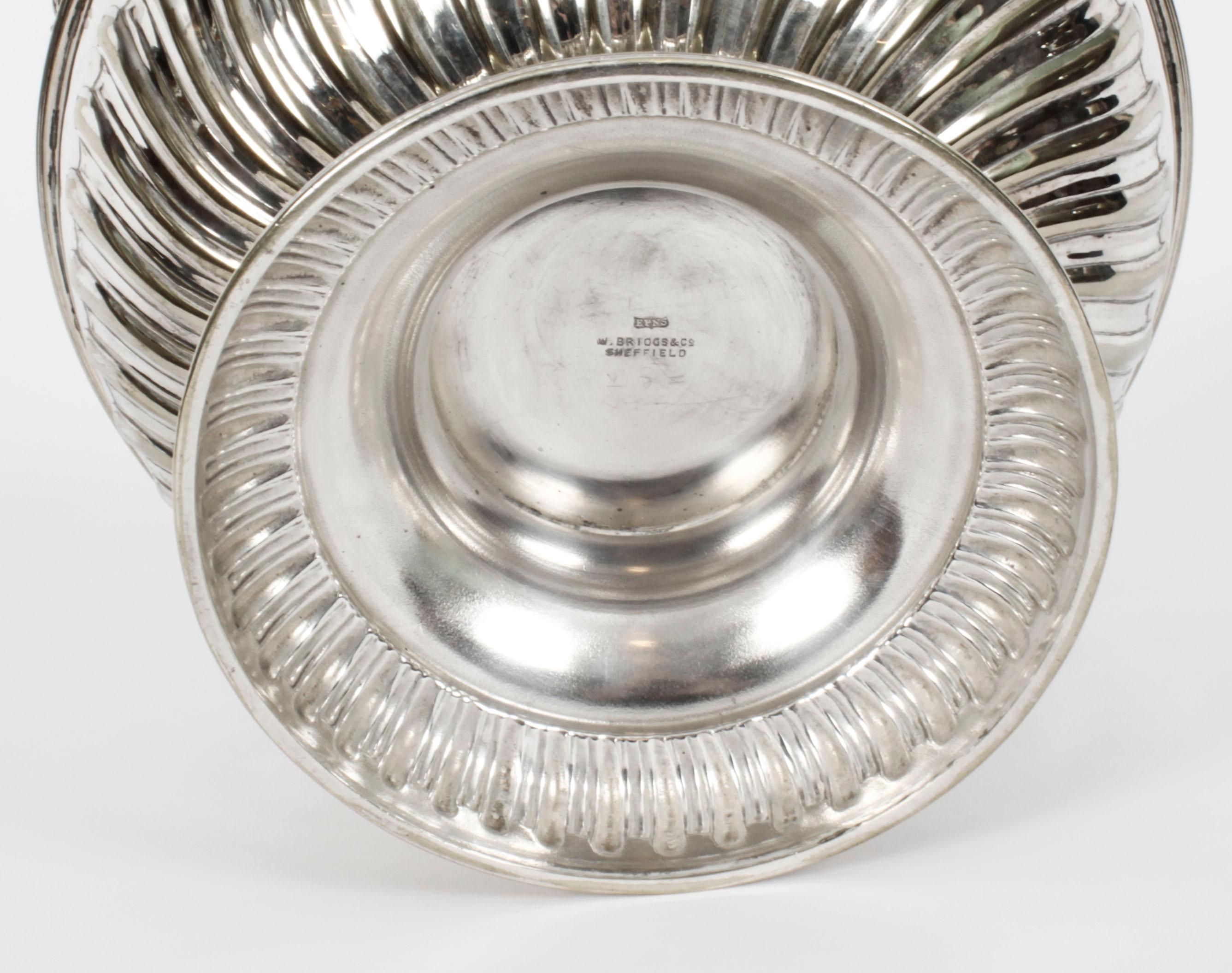 English Antique Victorian Silver Plated Punch Bowl W Briggs Sheffield 19th C For Sale