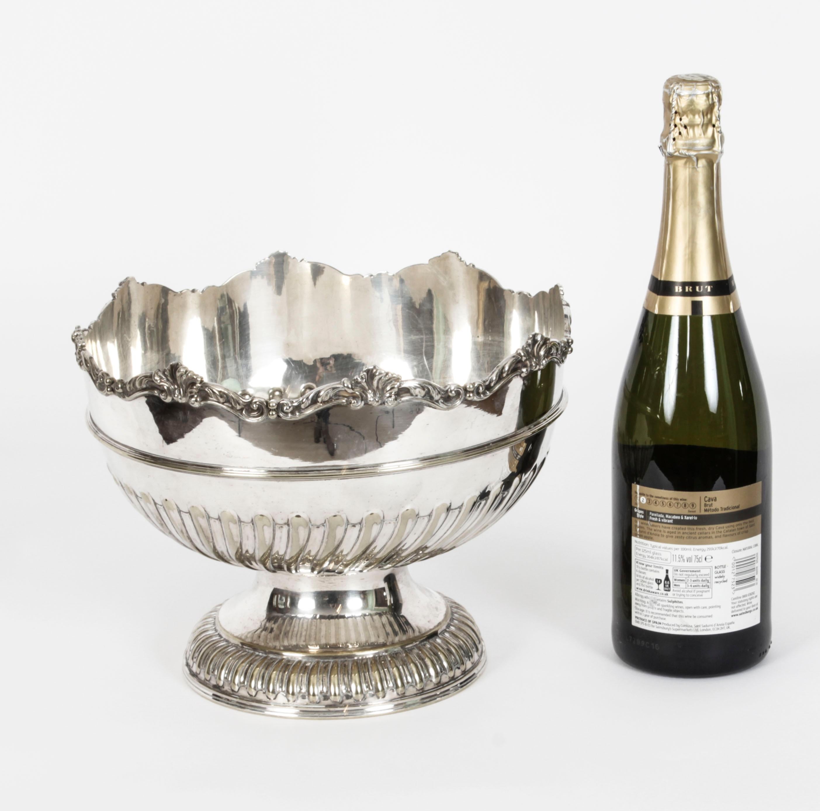 Late 19th Century Antique Victorian Silver Plated Punch Bowl W Briggs Sheffield 19th C For Sale