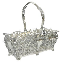 Antique Victorian Silver Plated Reticulated Scrollwork Bread Basket by Forbes