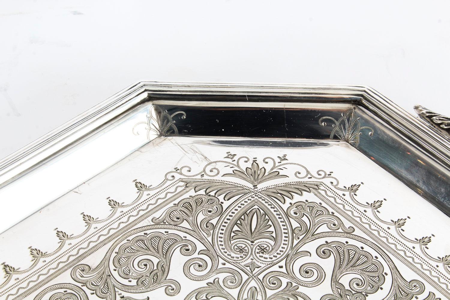 Late 19th Century Antique Victorian Silver Plated Service Tray Thomas Latham, 19th Century