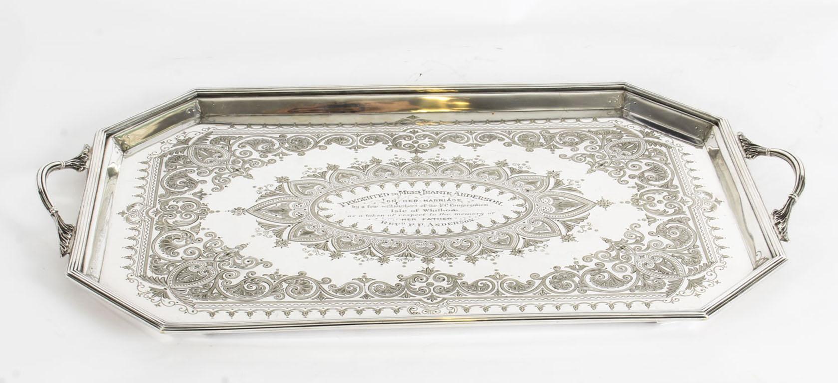 Antique Victorian Silver Plated Service Tray Thomas Latham, 19th Century 2