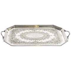 Antique Victorian Silver Plated Service Tray Thomas Latham, 19th Century