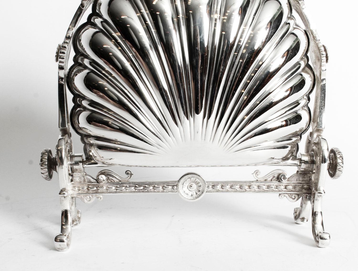 Antique Victorian Silver Plated Shell Folding Biscuit Box, 19th Century 1