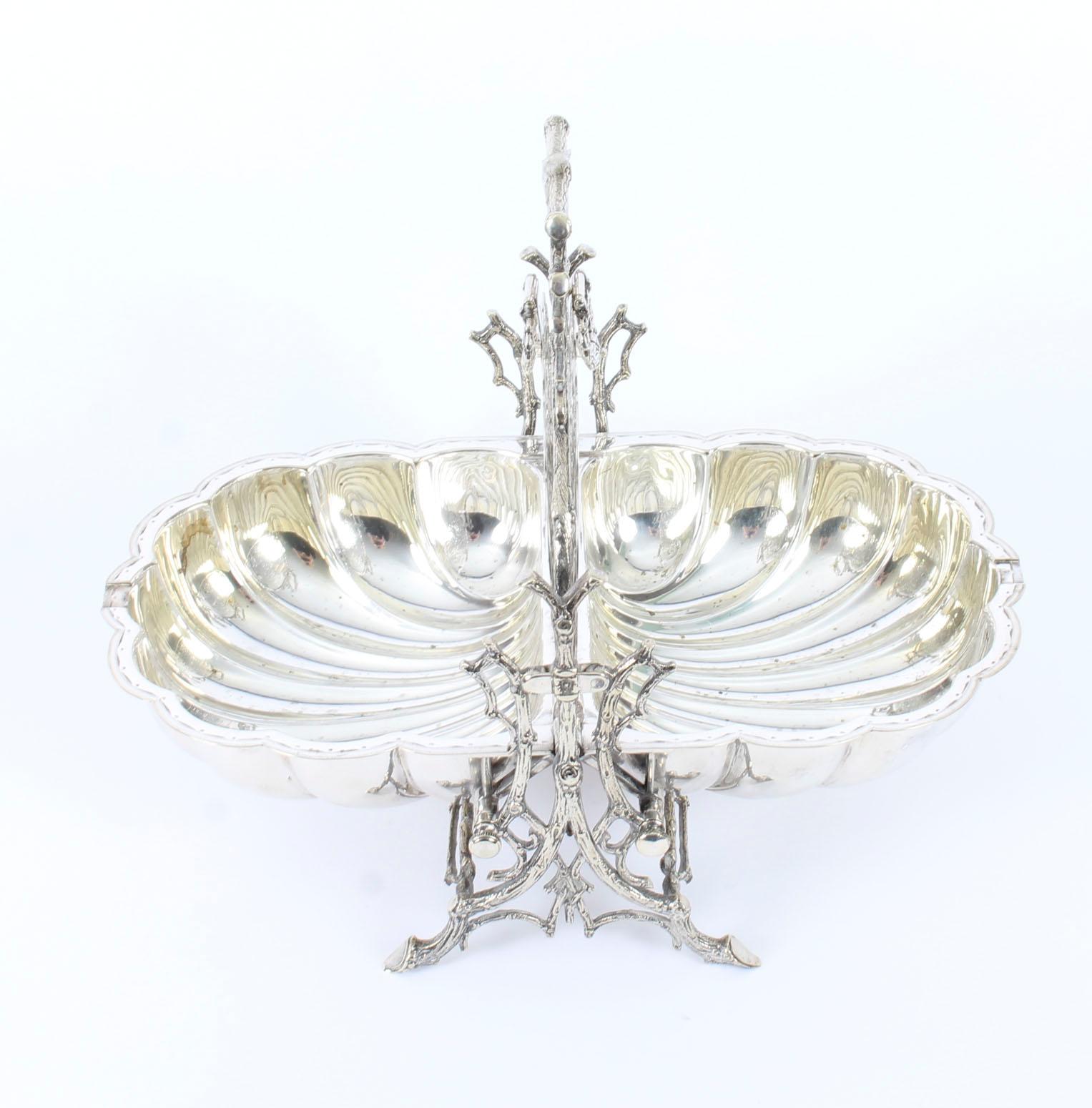 Caja de galletas plegable victoriana chapada en plata de Elkington, siglo XIX en venta 6