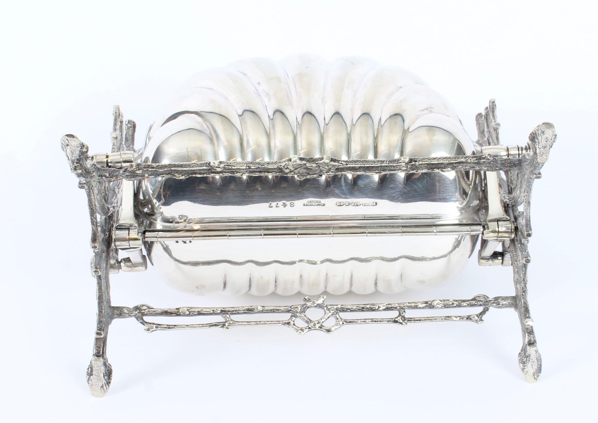 Victorian Silver Plated Folding Biscuit Box by Elkington, 19th Century For Sale 11