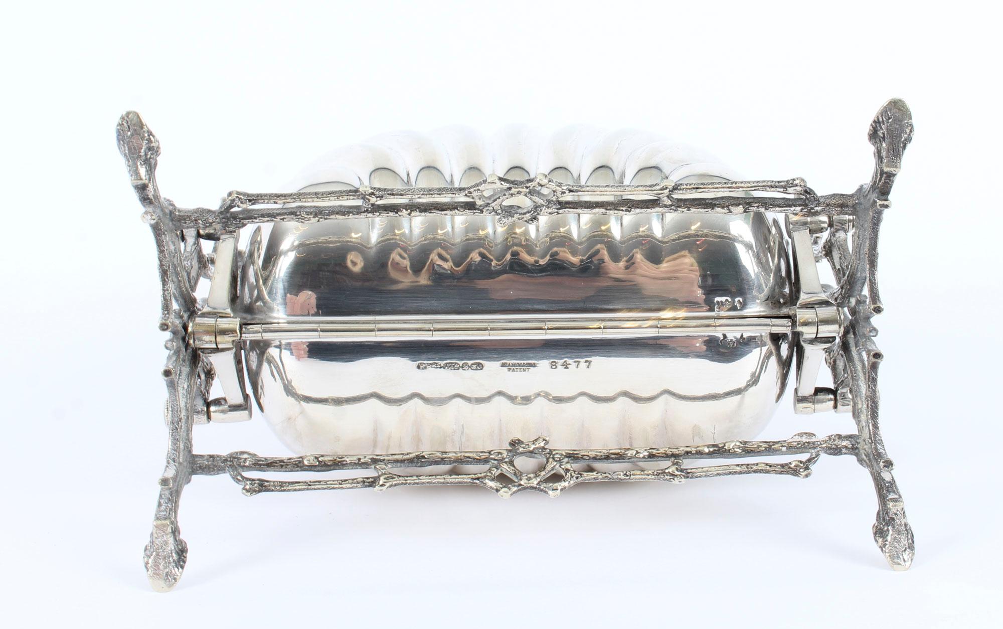 Victorian Silver Plated Folding Biscuit Box by Elkington, 19th Century For Sale 12