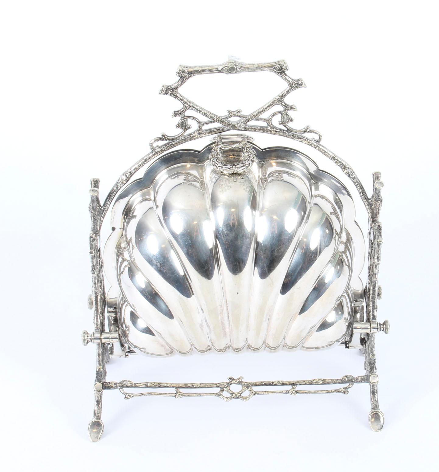 Victorian Silver Plated Folding Biscuit Box by Elkington, 19th Century For Sale 4