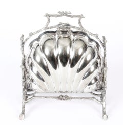 Victorian Silver Plated Shell Folding Biscuit Box Fenton Brothers, 19th Century