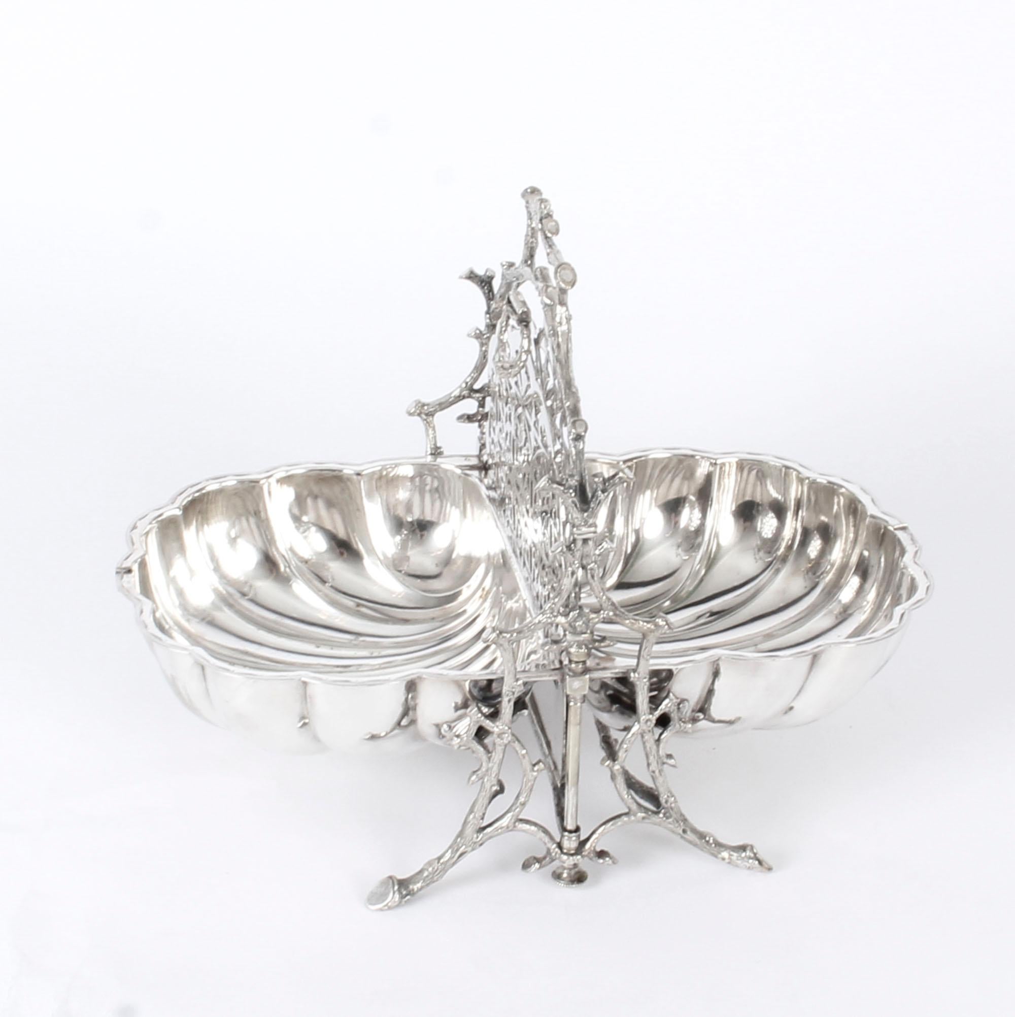 Victorian Silver Plated Shell Folding Biscuit Box Fenton Brothers, 19th Century 2