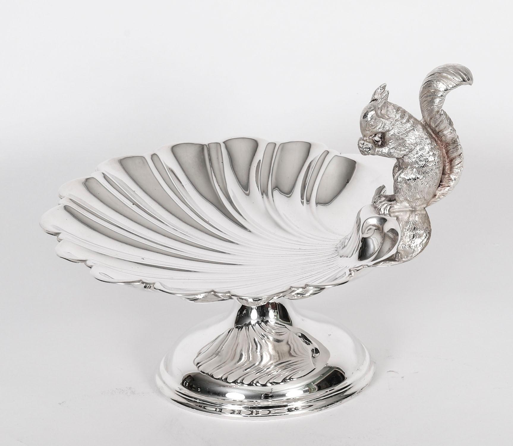 Antique Victorian Silver Plated Squirrel Nut Dish C1880 In Good Condition For Sale In London, GB