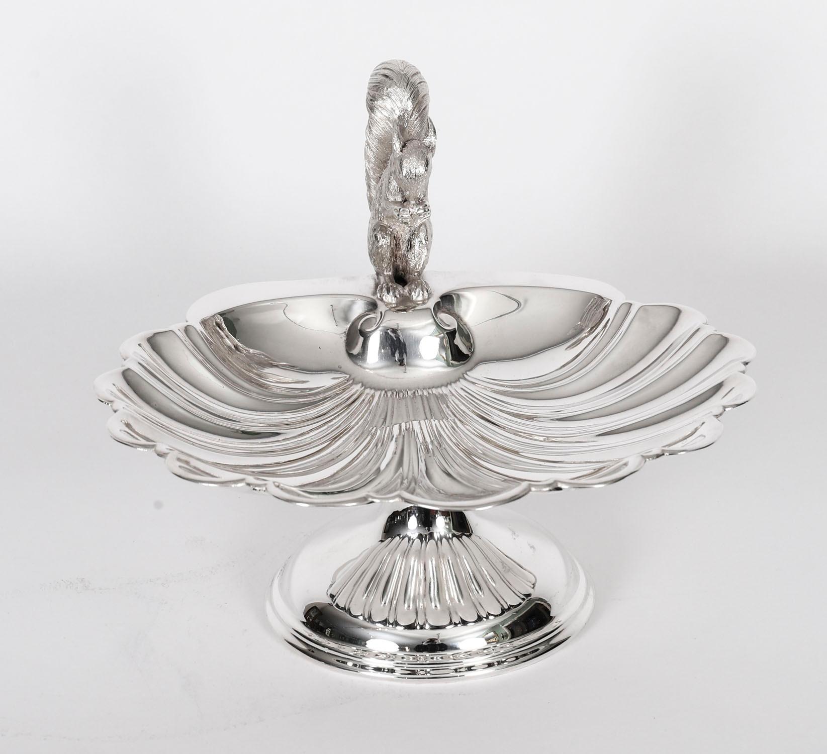 Late 19th Century Antique Victorian Silver Plated Squirrel Nut Dish C1880 For Sale
