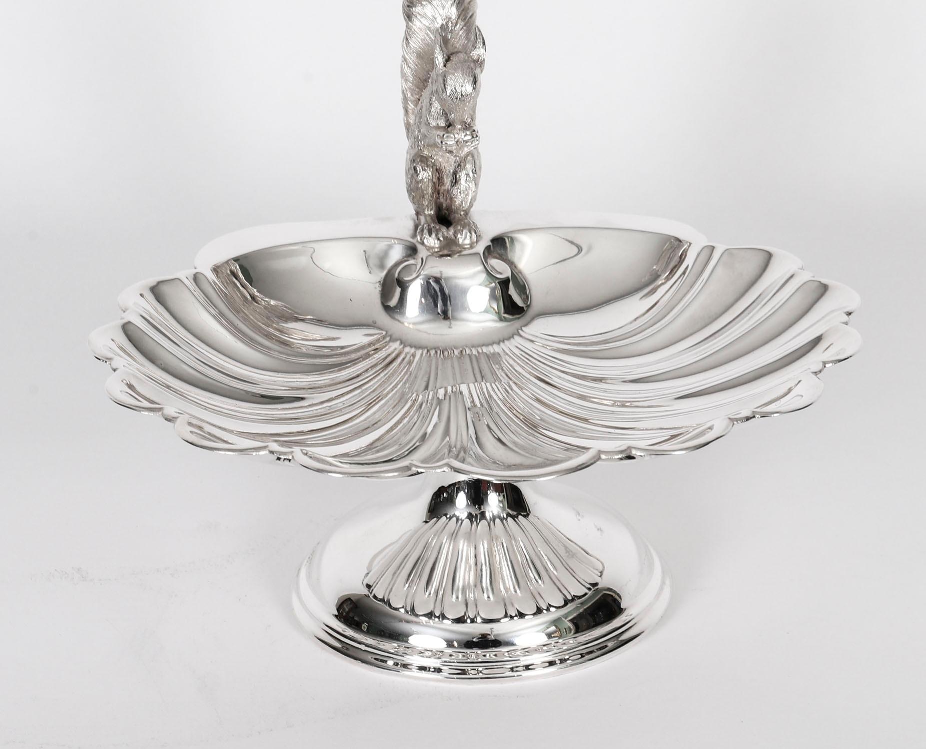 Antique Victorian Silver Plated Squirrel Nut Dish C1880 For Sale 1
