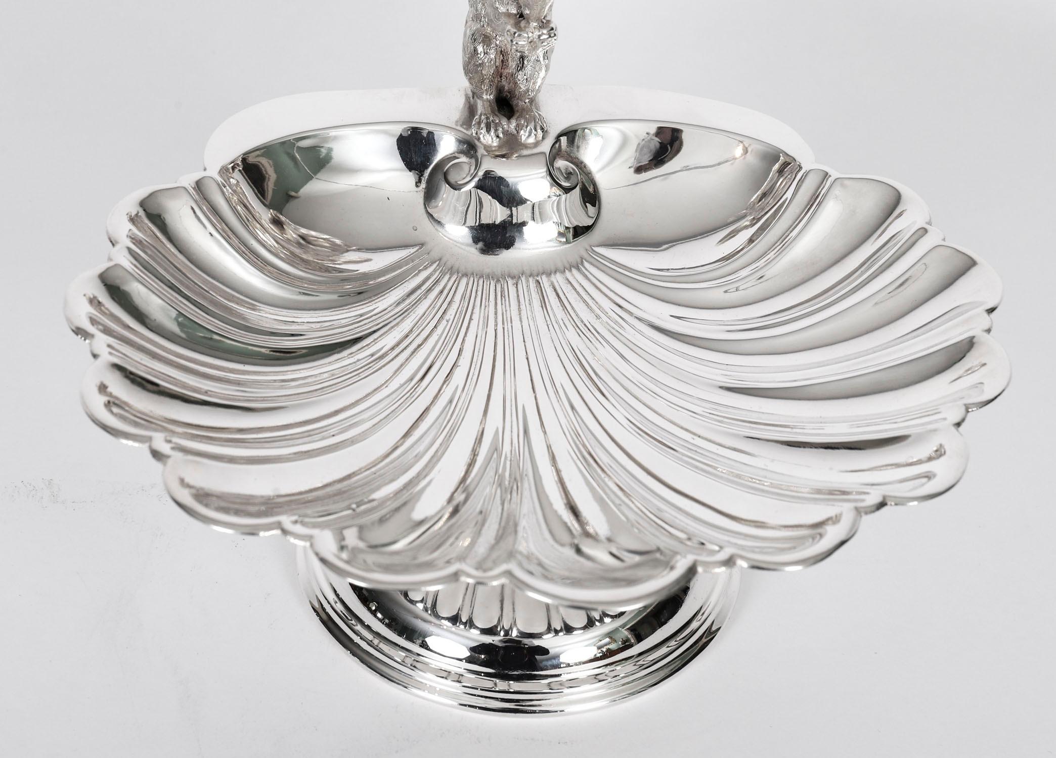 Antique Victorian Silver Plated Squirrel Nut Dish C1880 For Sale 4