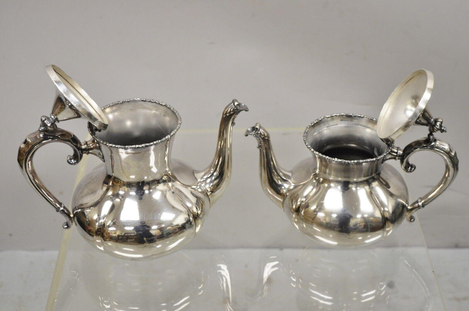 Antique Victorian Silver Plated Tea Set with English Platter Tray, 6 Pc Set In Good Condition In Philadelphia, PA