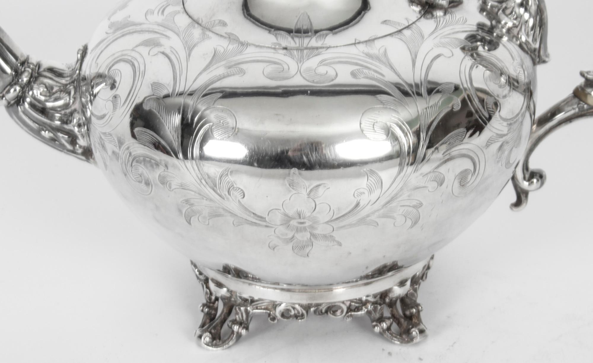 Antique Victorian Silver Plated Teapot Elkington & Co 19th Century 4