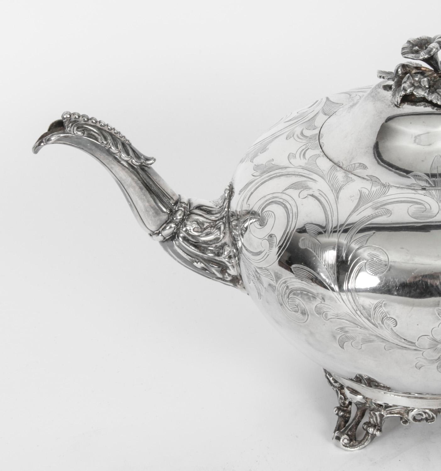 English Antique Victorian Silver Plated Teapot Elkington & Co 19th Century