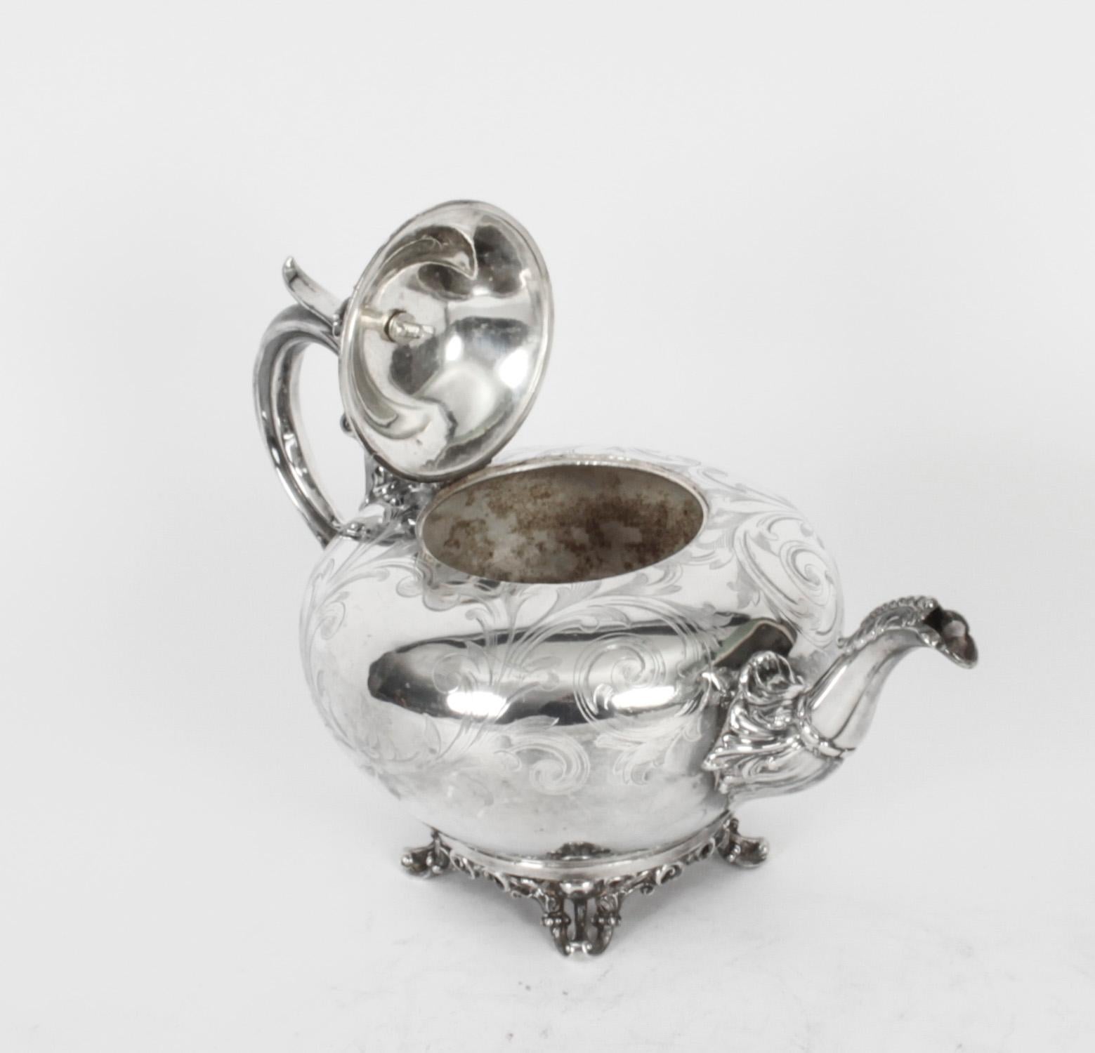 Antique Victorian Silver Plated Teapot Elkington & Co 19th Century 1