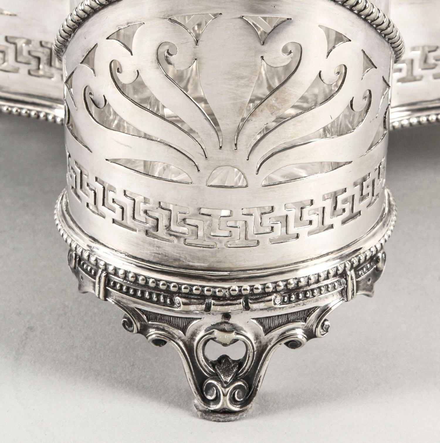 Antique Victorian Silver Plated Triple Decanter Stand Tantalus, 19th Century 2