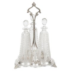 Antique Victorian Silver Plated Triple Decanter Tantalus Stand 19th C