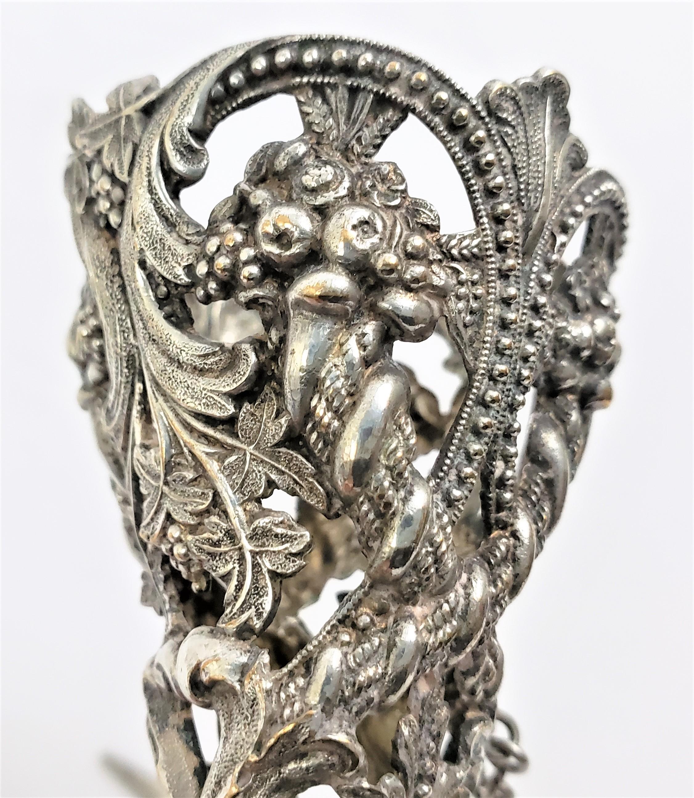 Cast Antique Victorian Silver Plated Tussie Mussie Wedding Bouquet Holder