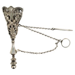 Antique porte-bouquet de mariage victorien en métal argenté Tussie Mussie