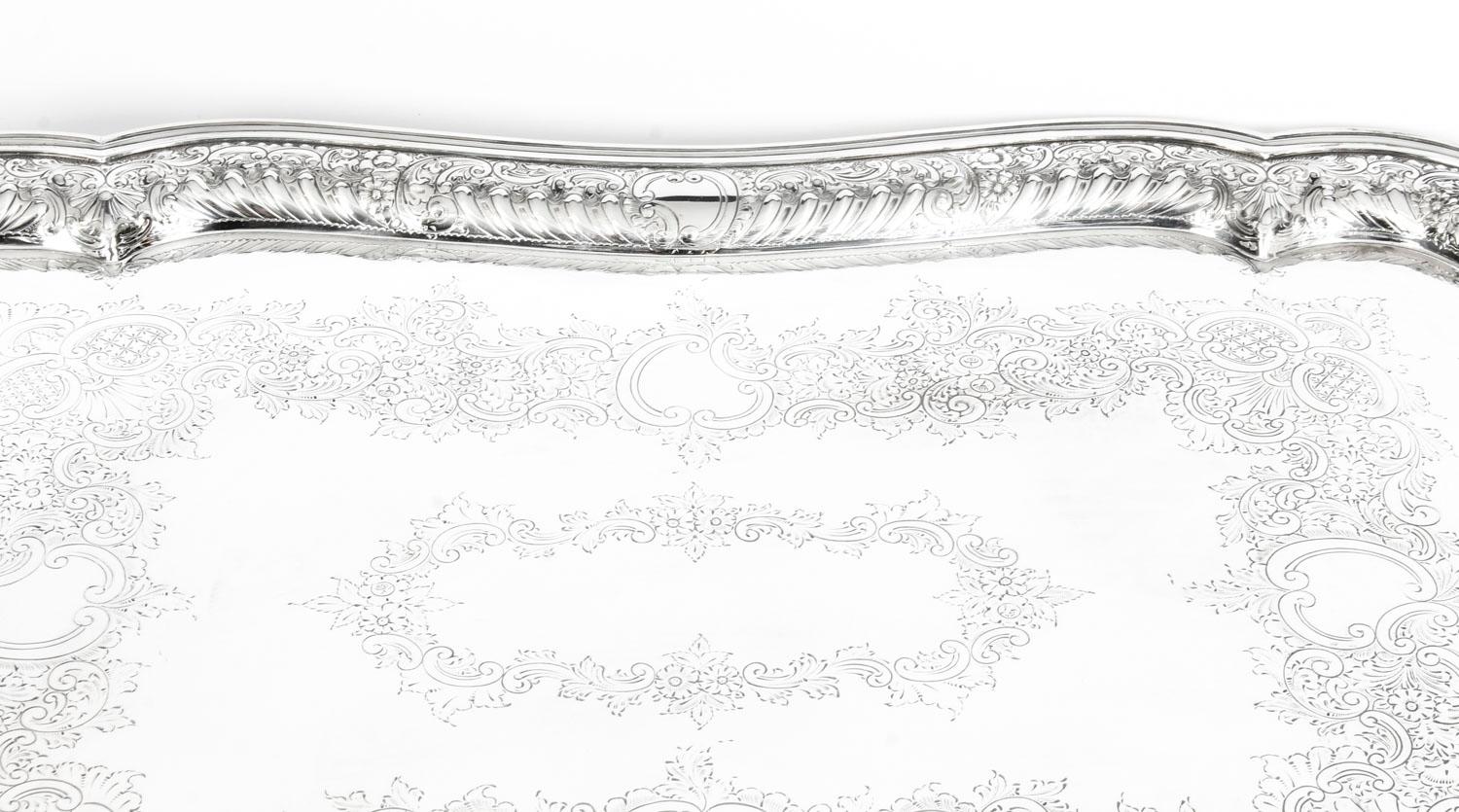 Antique Victorian Silver Plated Twin Handled Tray, 1880, 19th Century 5