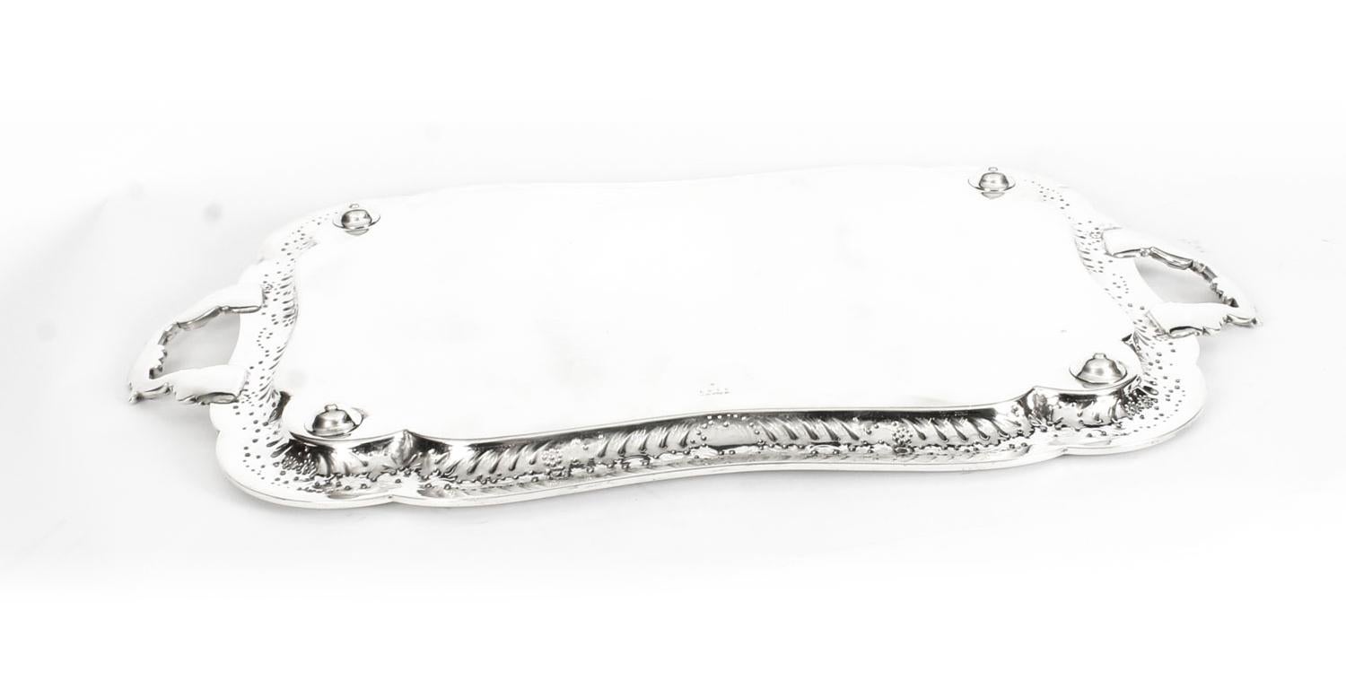 Antique Victorian Silver Plated Twin Handled Tray, 1880, 19th Century 9