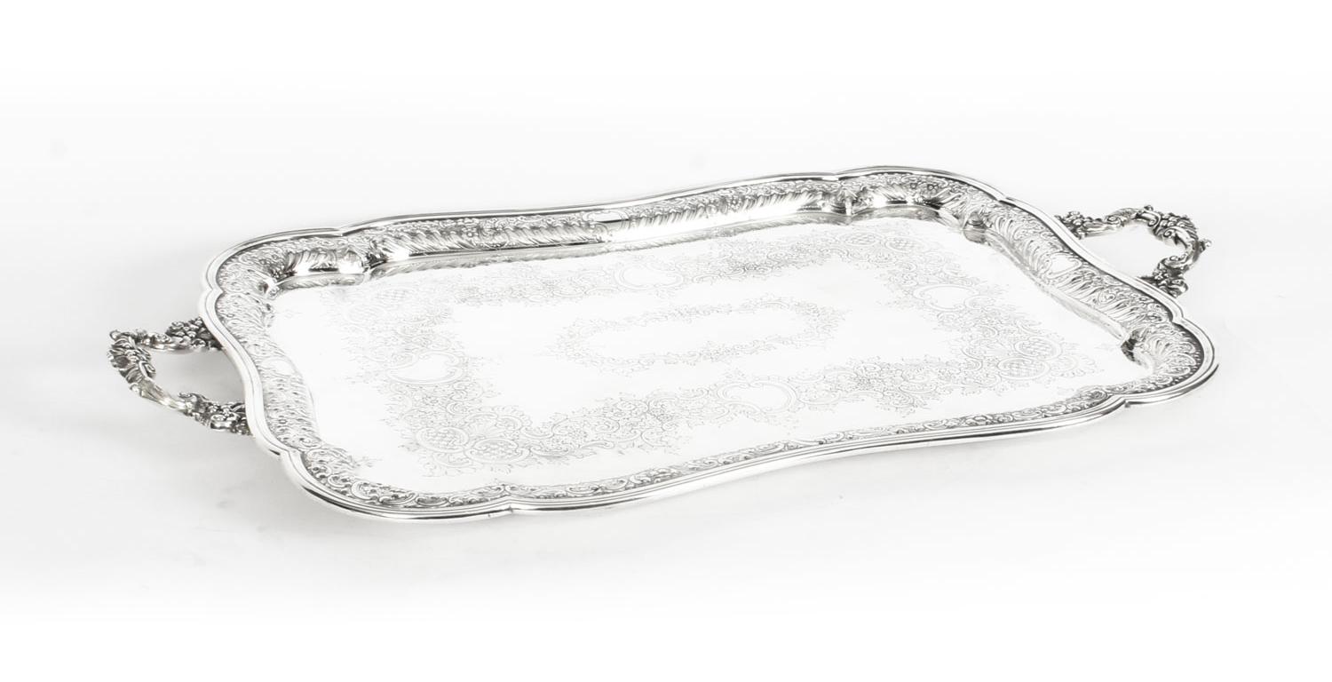 Late 19th Century Antique Victorian Silver Plated Twin Handled Tray, 1880, 19th Century