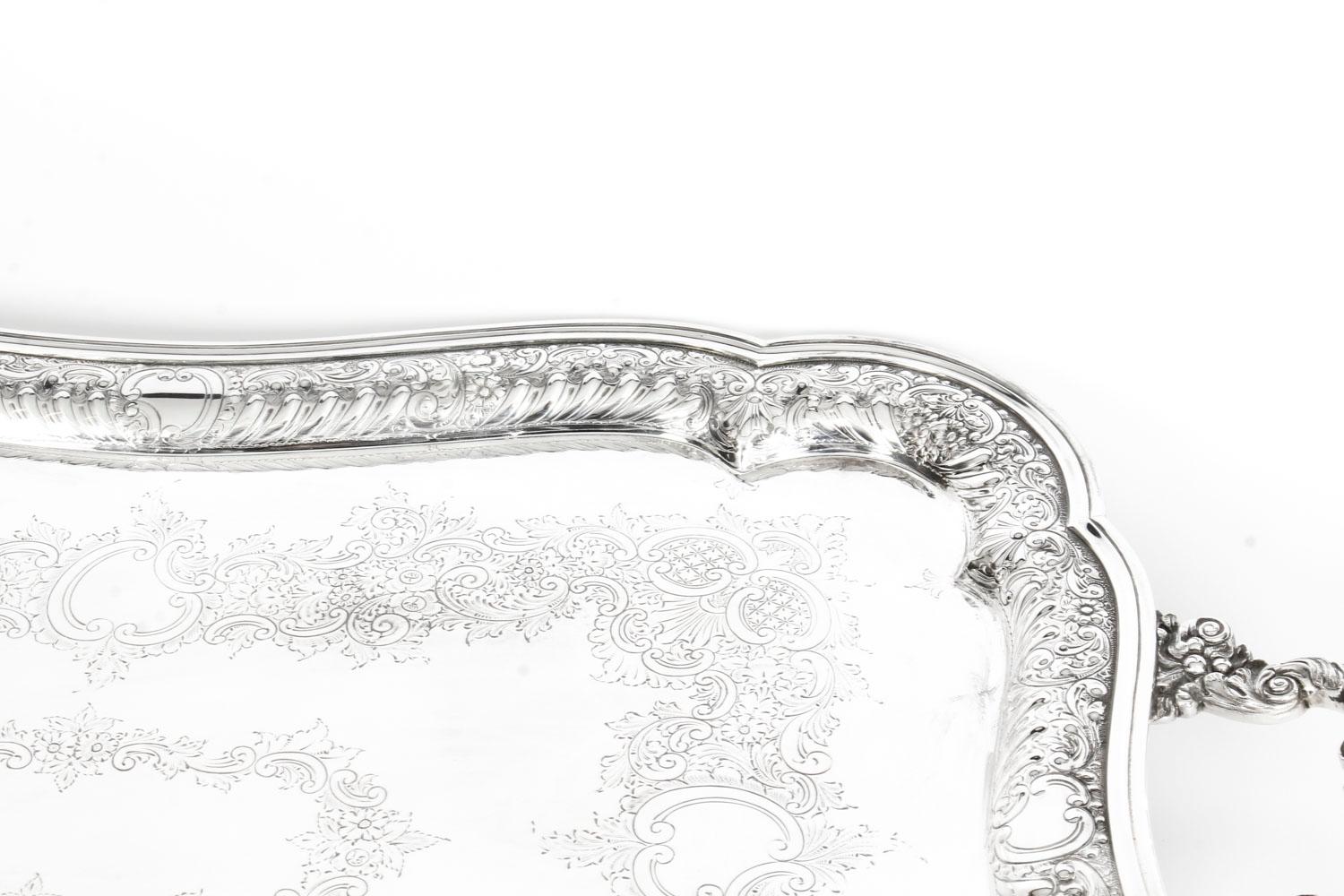 Antique Victorian Silver Plated Twin Handled Tray, 1880, 19th Century 1