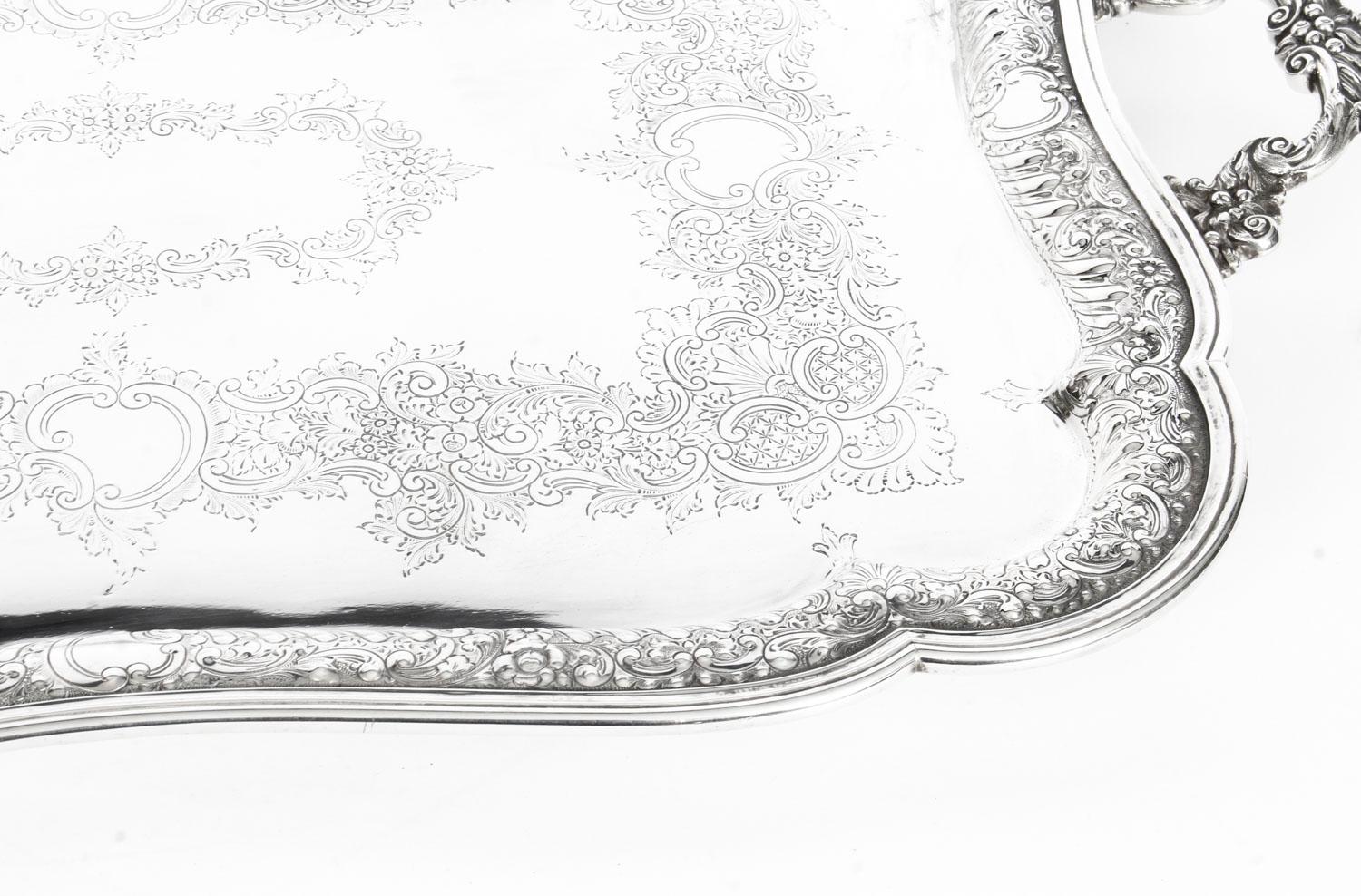 Antique Victorian Silver Plated Twin Handled Tray, 1880, 19th Century 2