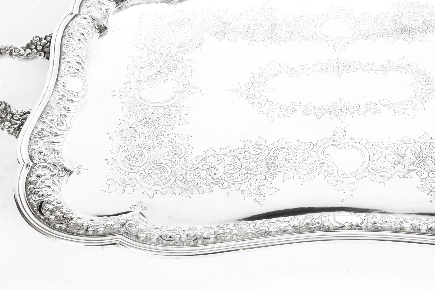 Antique Victorian Silver Plated Twin Handled Tray, 1880, 19th Century 4
