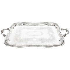 Antique Victorian Silver Plated Twin Handled Tray, 1880, 19th Century