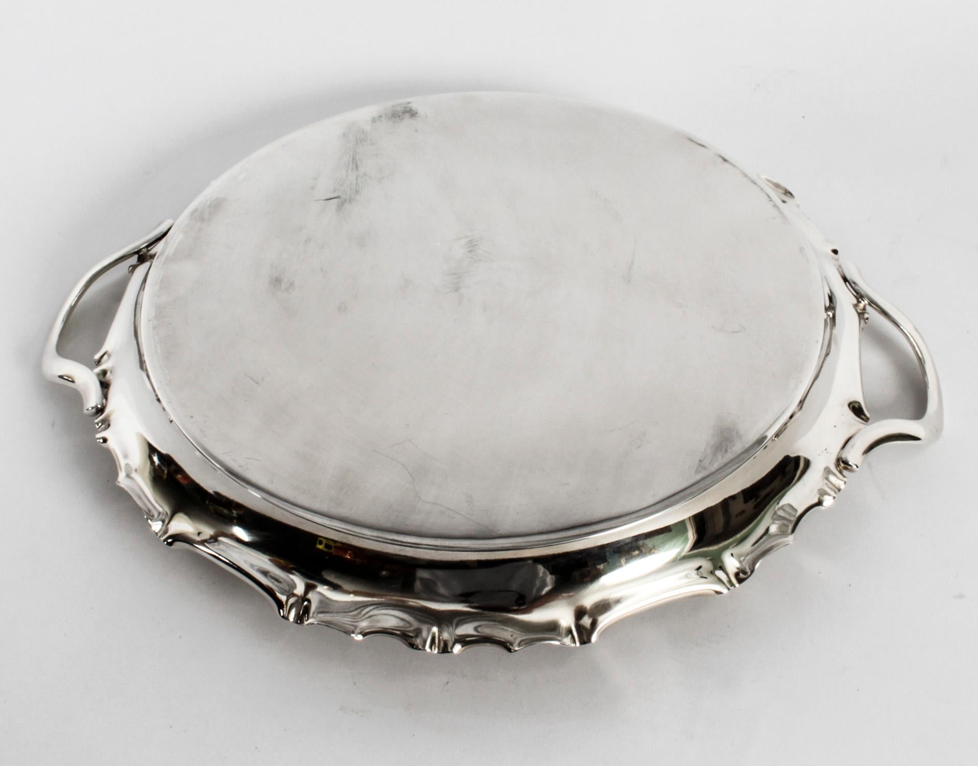 Antique Victorian Silver Plated Twin Handled Tray Walker & Hall, 1880 For Sale 2