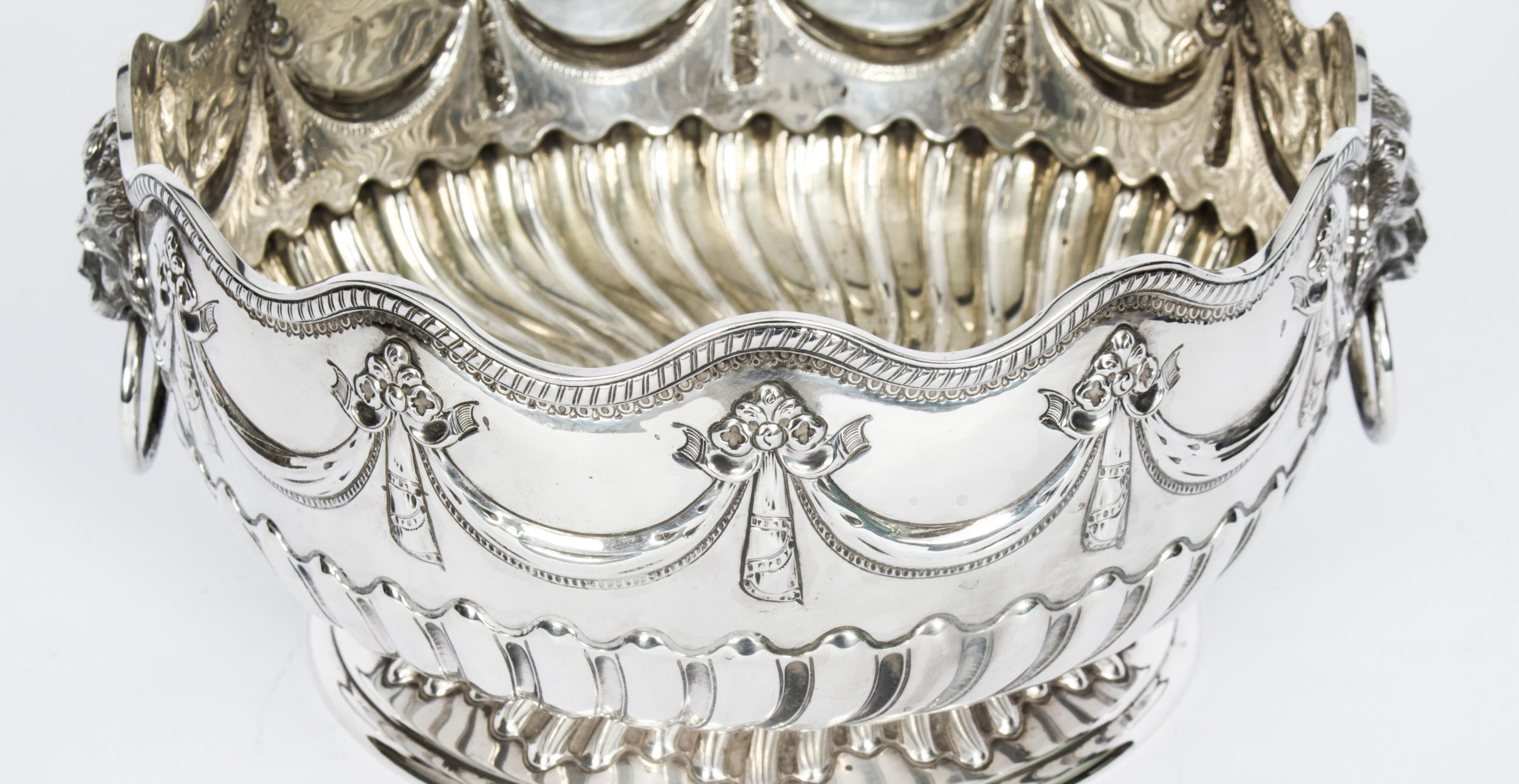 Antique Victorian Silver Punch Bowl Frederick Elkington 1884 19th C 1
