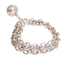 Antique Victorian Silver Rose Gold "Ball and Chain" Bracelet