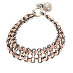 Antique Victorian Silver Rose Gold Bracelet with Charms