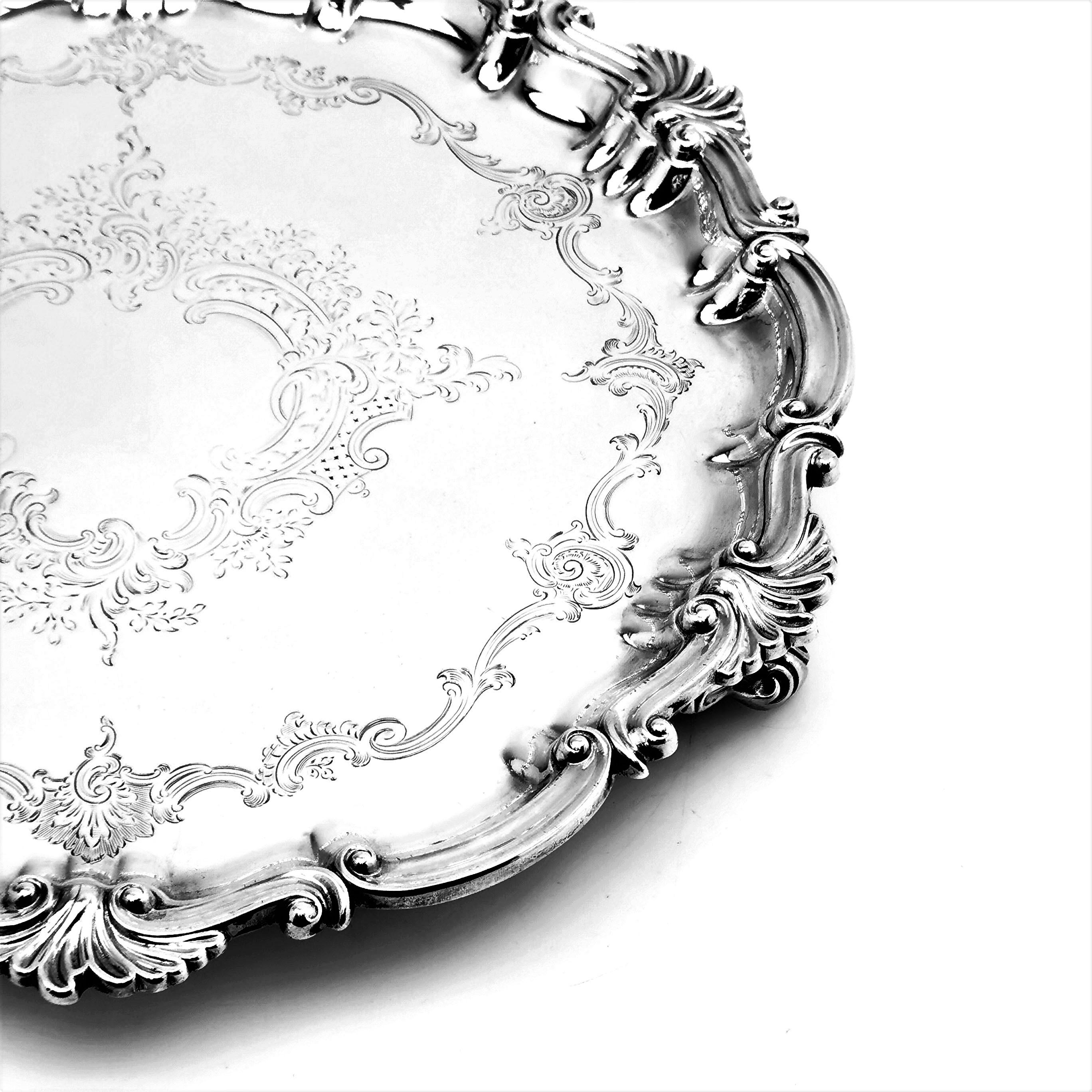 19th Century Antique Victorian Silver Salver, 1896