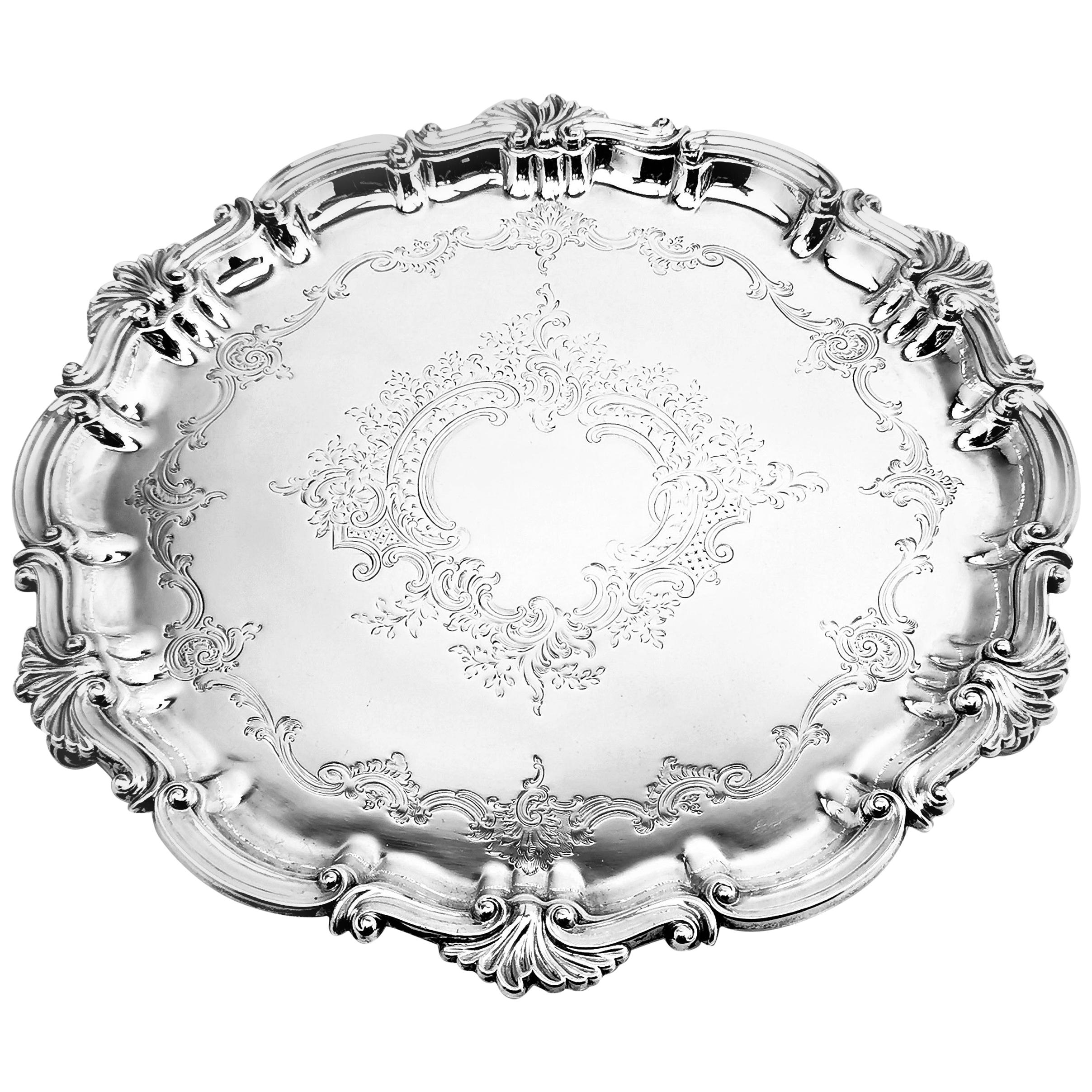 Antique Victorian Silver Salver, 1896