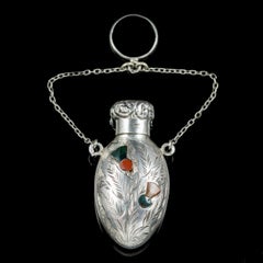 Antique Victorian Silver Scottish Perfume Bottle Pendant Dated 1878