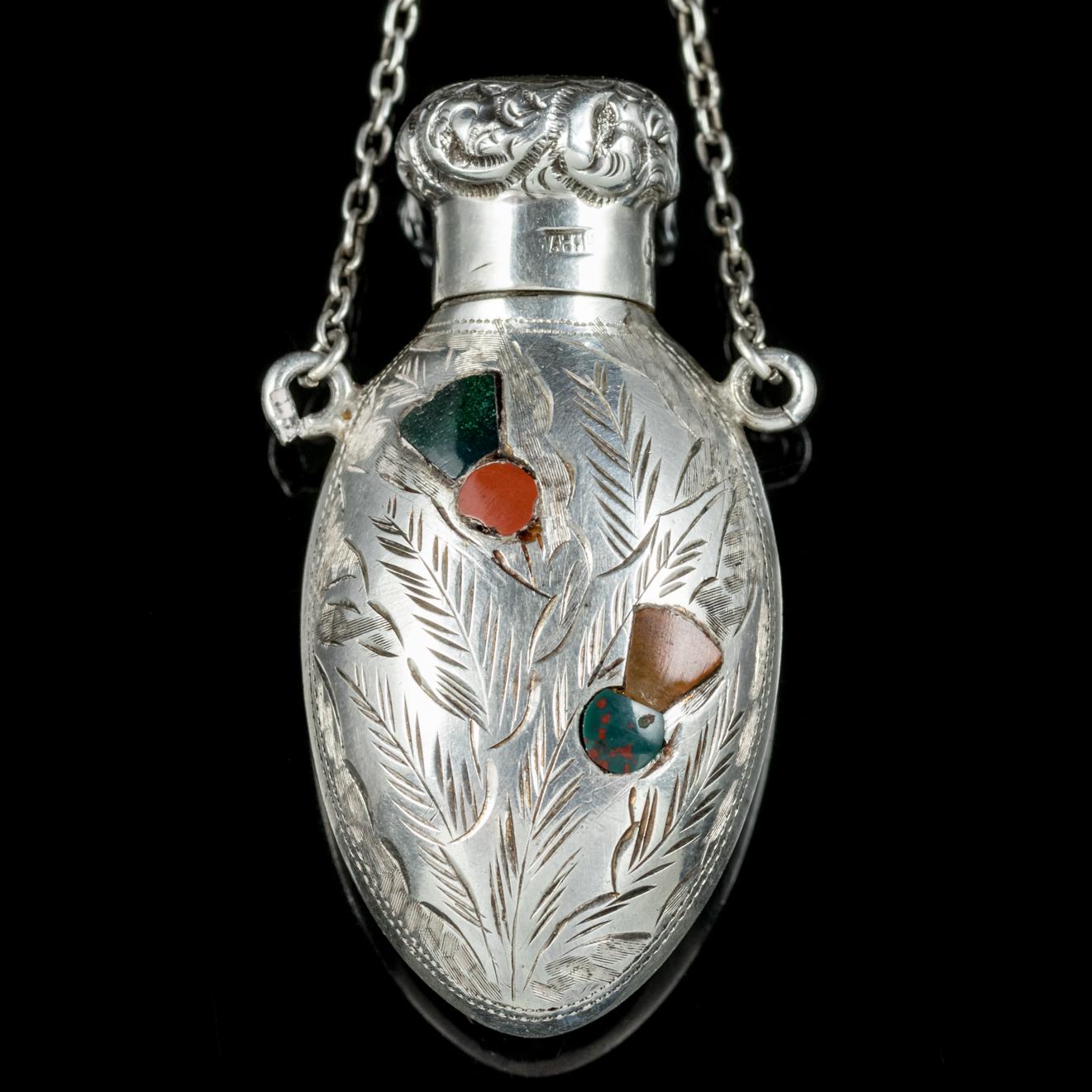 antique silver perfume bottle necklace