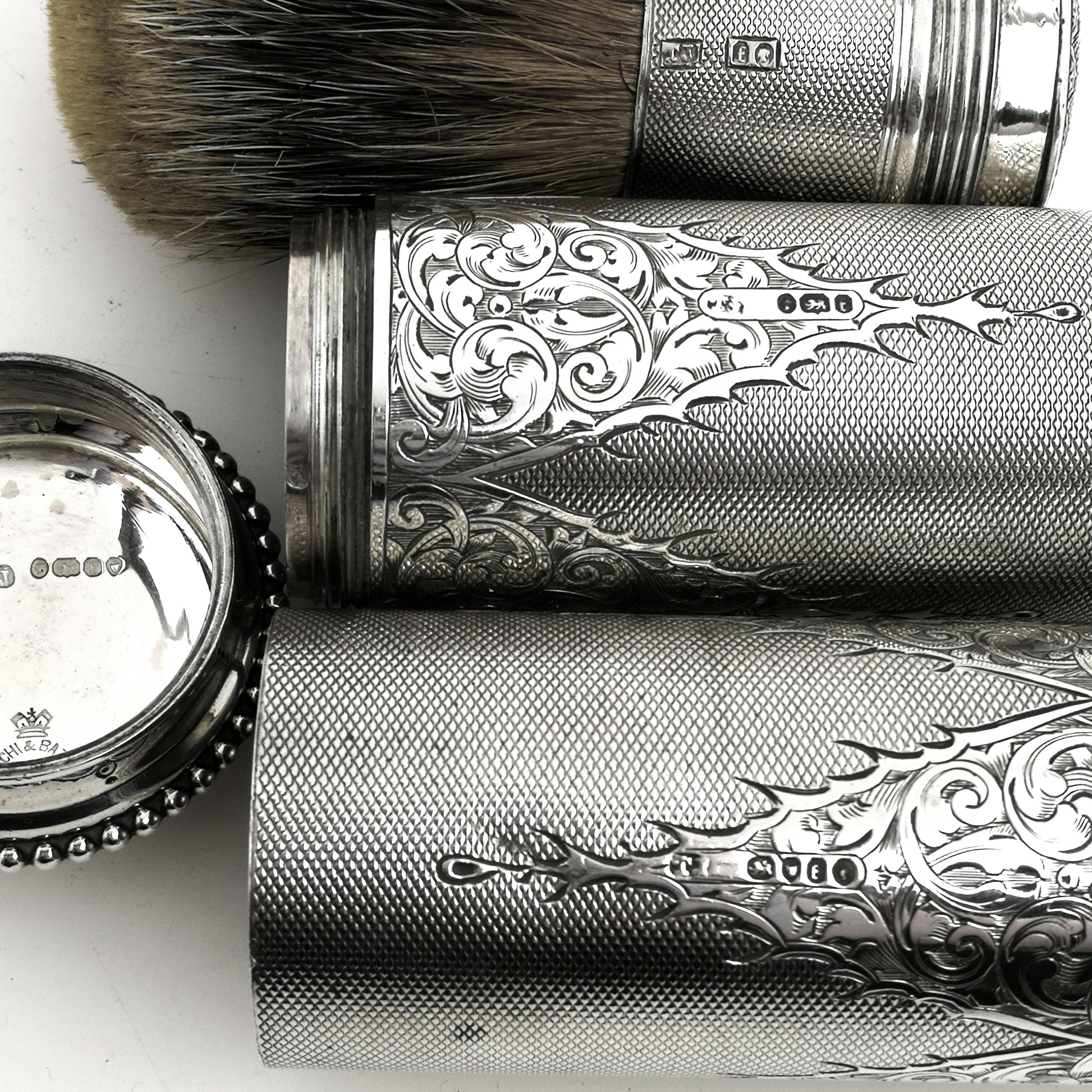 Antique Victorian Silver Shaving Brush / Travelling Shaving Brush 1861 2