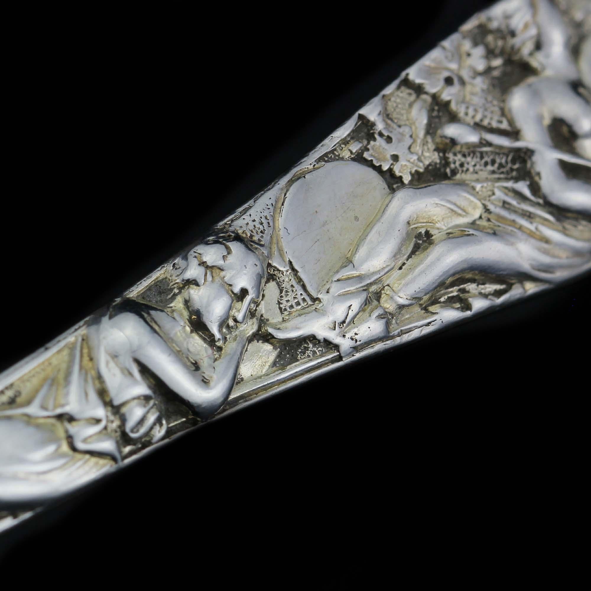 Mid-19th Century Antique Victorian Silver Spoons with Various Cellini Style Engravings