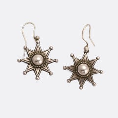 Antique Victorian Silver Star Earrings